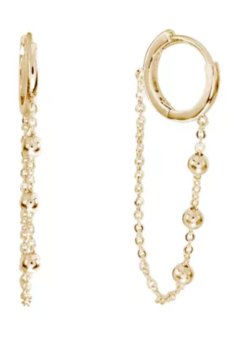Gold Plated Beaded Chain Huggie Earrings