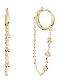Gold Plated Beaded Chain Huggie Earrings