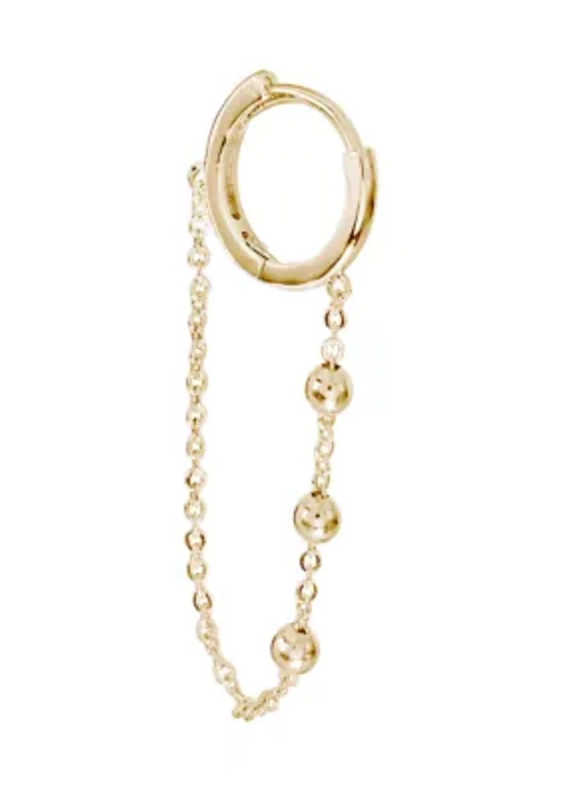 Gold Plated Beaded Chain Huggie Earrings