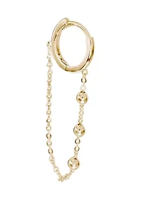 Gold Plated Beaded Chain Huggie Earrings
