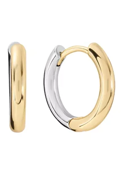 Two Tone Plated Click-Top Hoop Earrings