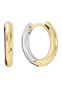 Two Tone Plated Click-Top Hoop Earrings