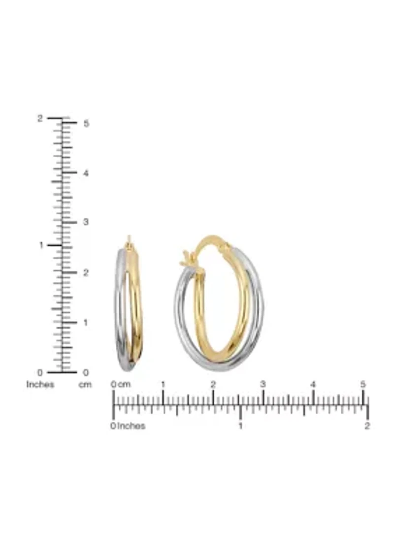 Two Tone Plated Double Twist Hoop Earrings