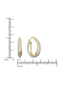 Two Tone Plated Double Twist Hoop Earrings