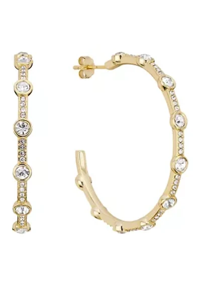 Multi Crystal Gold Plated Hoop Earrings