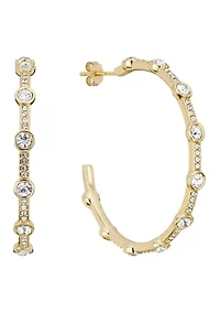 Multi Crystal Gold Plated Hoop Earrings