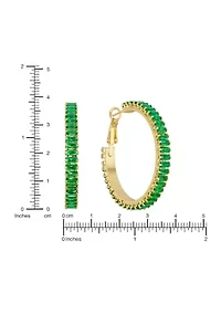 Crystal Baguette Gold Plated Hoop Earrings