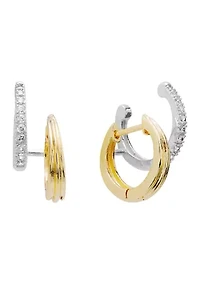 Gold Plated Cubic Zirconia Huggie & Cuff Hoop Earrings
