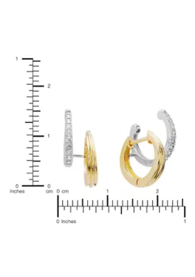 Gold Plated Cubic Zirconia Huggie & Cuff Hoop Earrings