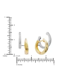 Gold Plated Cubic Zirconia Huggie & Cuff Hoop Earrings