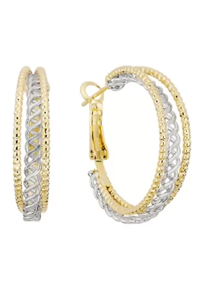  Filigree Textured Hoop Earrings