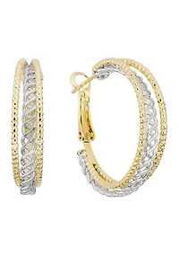  Filigree Textured Hoop Earrings