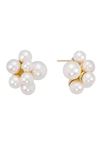 Glass Pearl Cluster Earrings