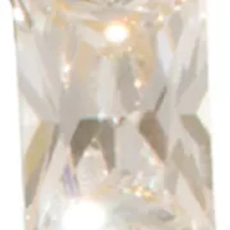 Gold Plated Emerald-Cut Cubic Zirconia Chain Drop Earrings