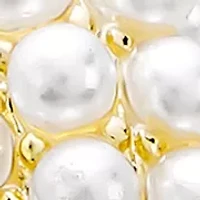 Pearl C Hoop Gold Tone Earrings