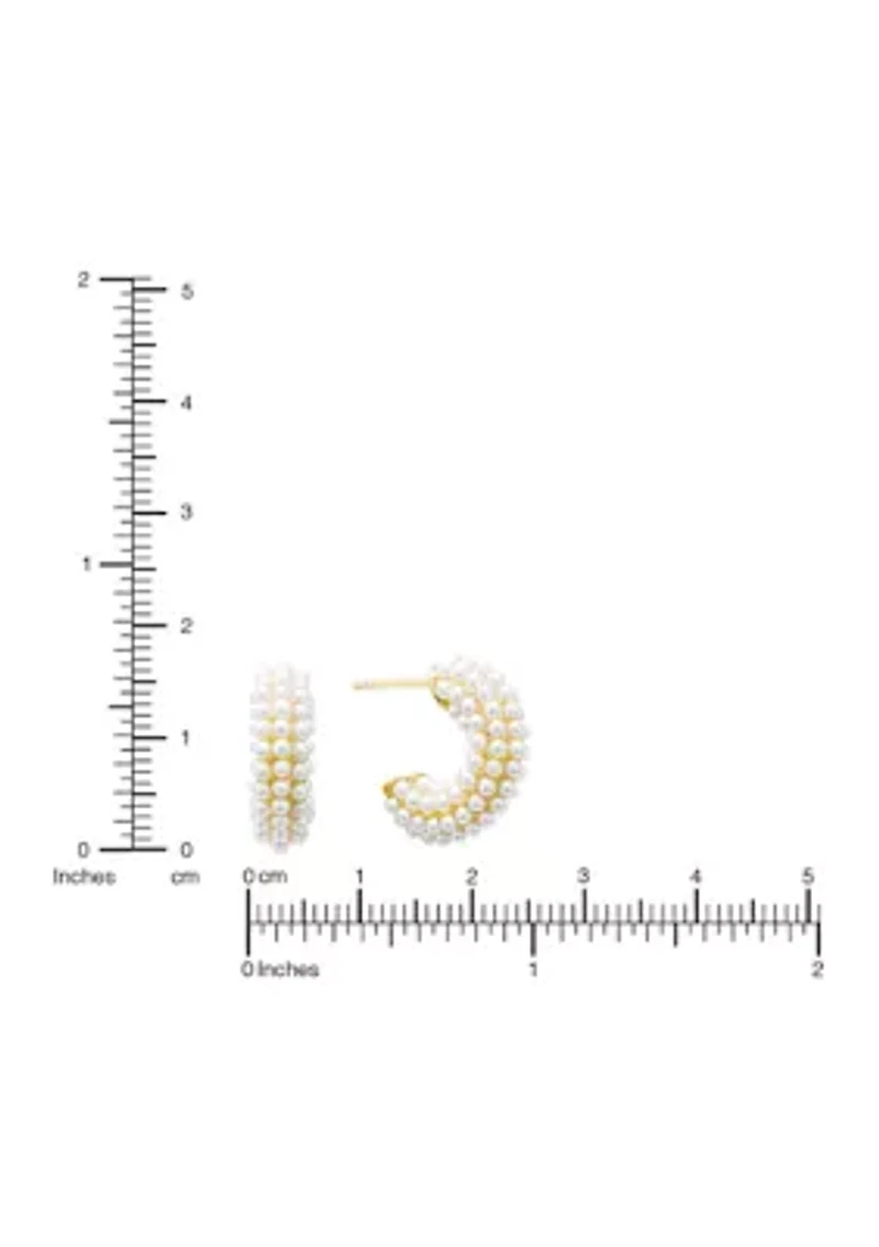 Pearl C Hoop Gold Tone Earrings