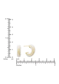 Pearl C Hoop Gold Tone Earrings