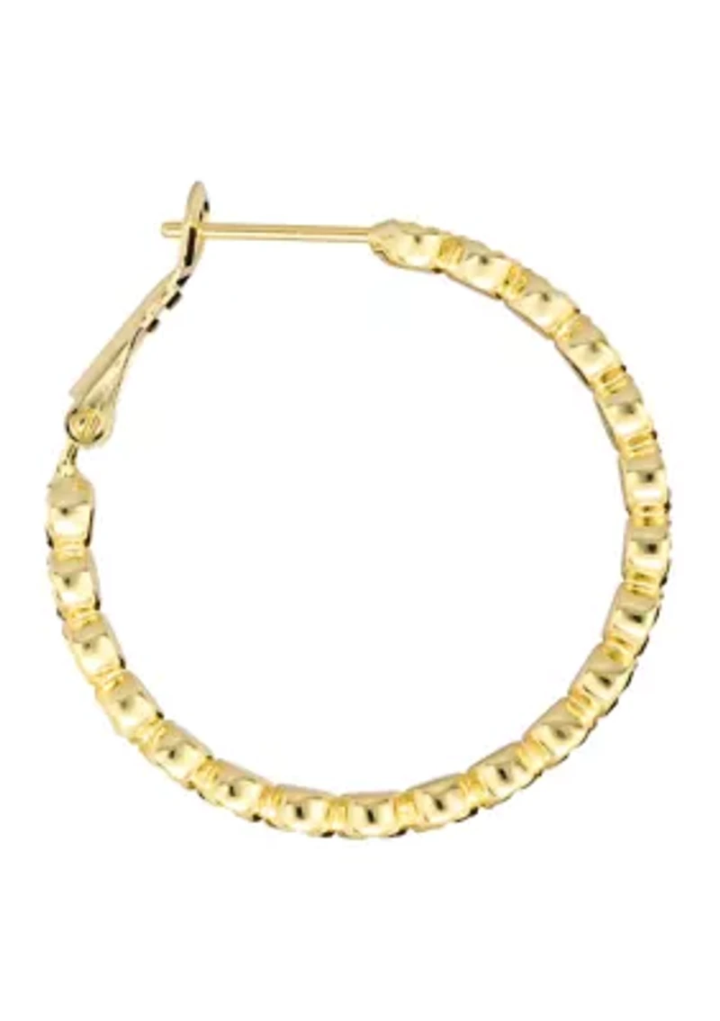 Plated Diamond Cut Dot Hoop Earrings