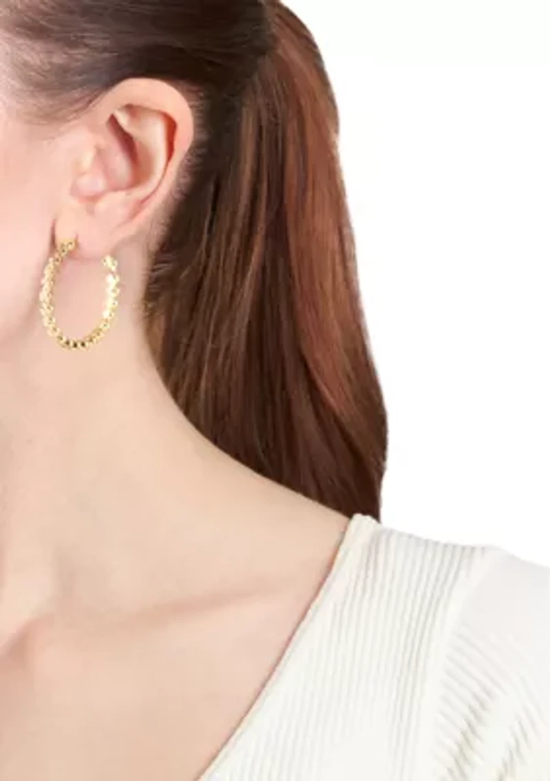 Plated Diamond Cut Dot Hoop Earrings