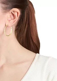 Plated Diamond Cut Dot Hoop Earrings