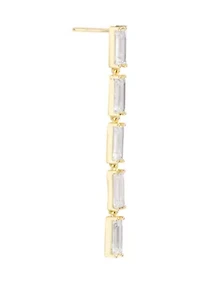 Gold Plated Cubic Zirconia Linear Baguette Drop Earrings