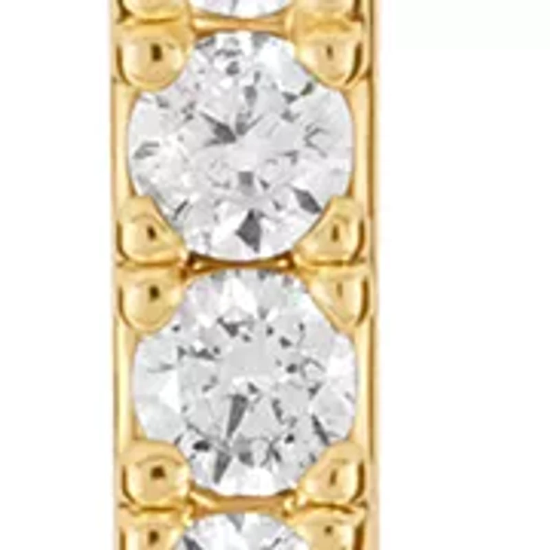 Gold Plated Cubic Zirconia Bar Puffy Heart Drop Earrings