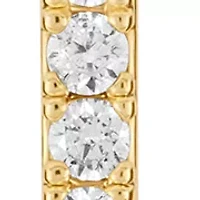 Gold Plated Cubic Zirconia Bar Puffy Heart Drop Earrings