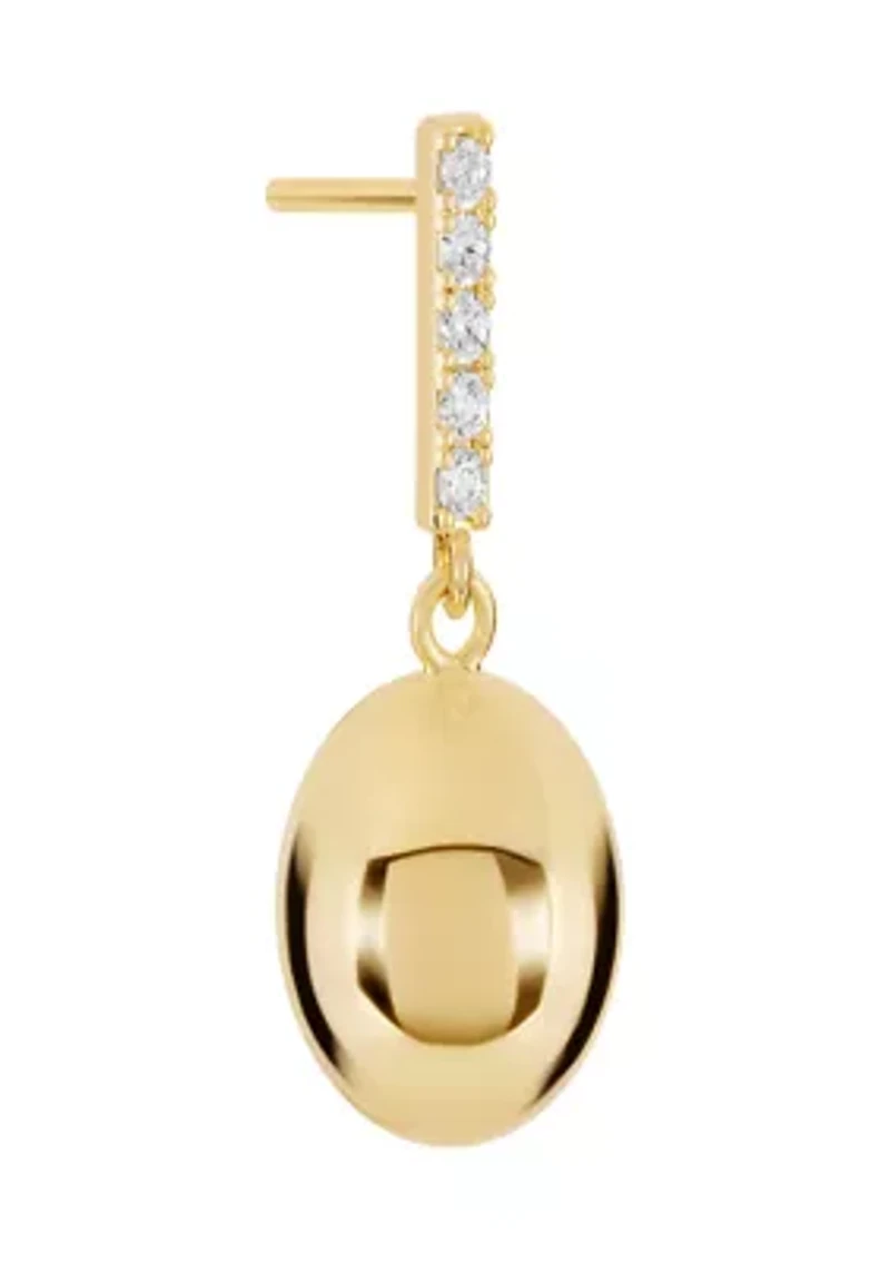 Gold Plated Cubic Zirconia Bar with Ball Drop Earrings