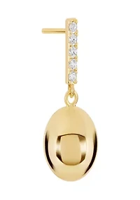 Gold Plated Cubic Zirconia Bar with Ball Drop Earrings
