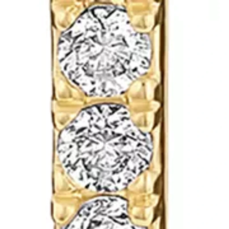 Gold Plated Cubic Zirconia Bar Puffy Teardrop  Earrings