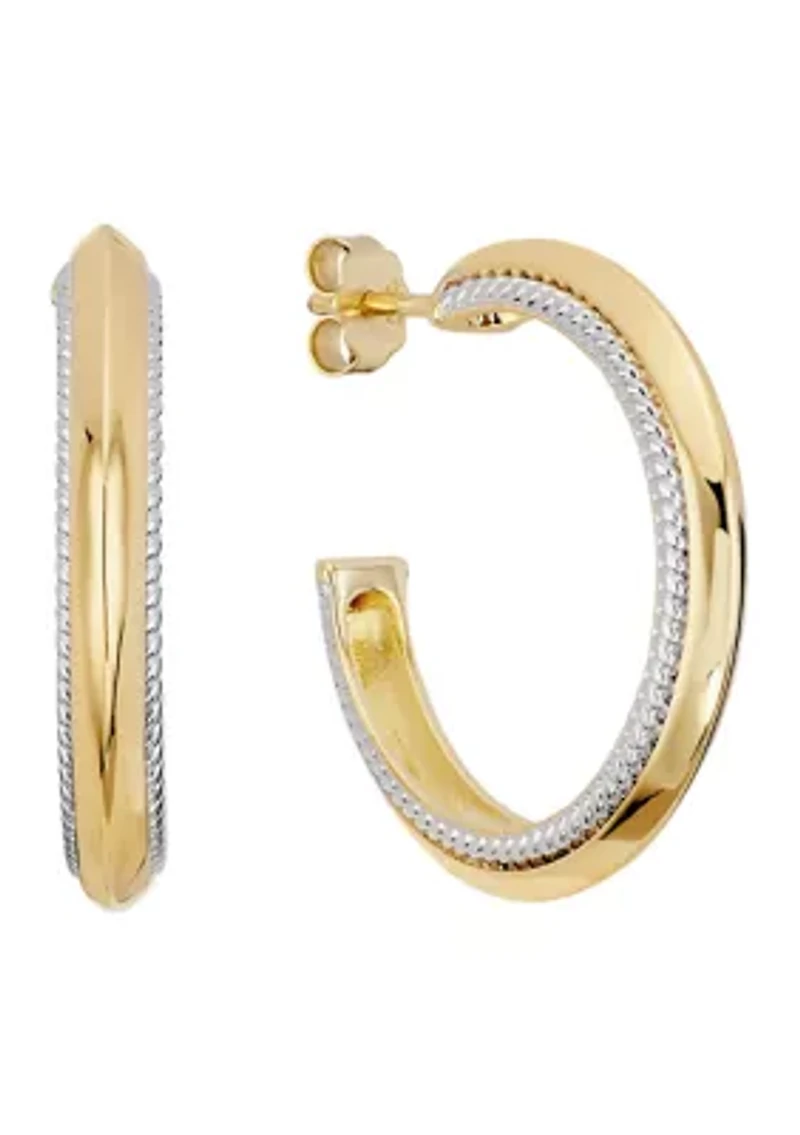 Rope Edge Post Hoop Earrings