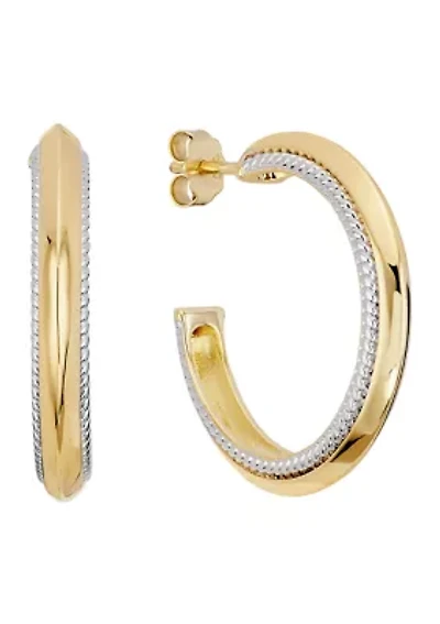 Rope Edge Post Hoop Earrings