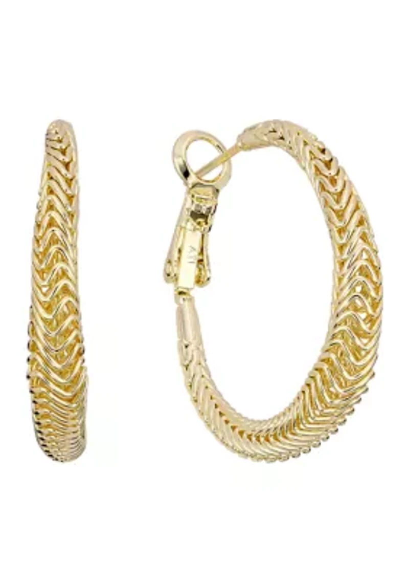 Textured Gold Plated Hoop Earrings