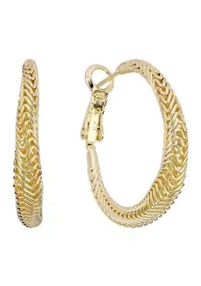 Textured Gold Plated Hoop Earrings 