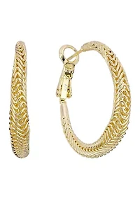 Textured Gold Plated Hoop Earrings 