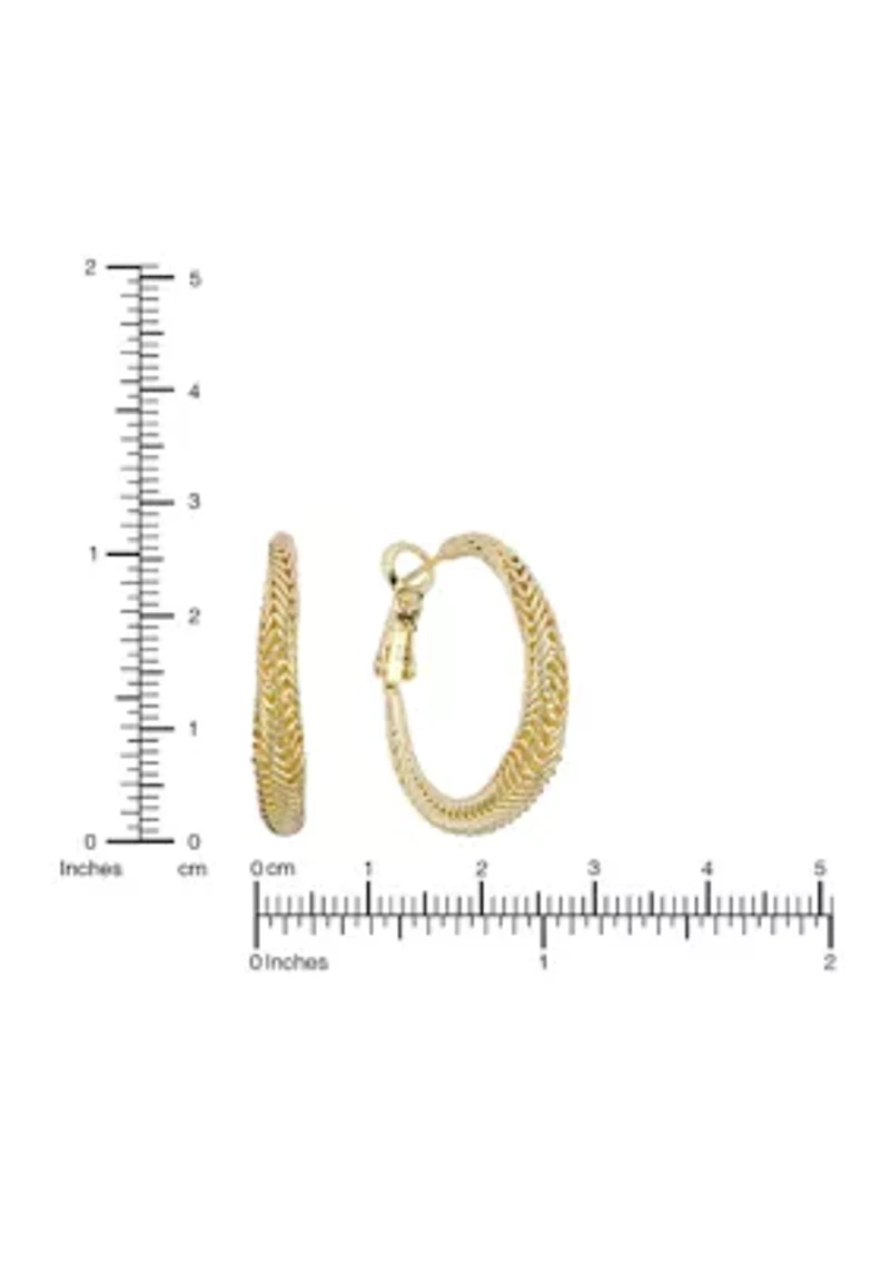 Textured Gold Plated Hoop Earrings