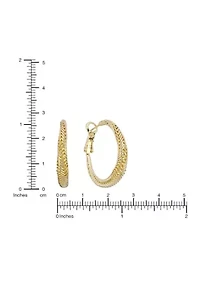 Textured Gold Plated Hoop Earrings 