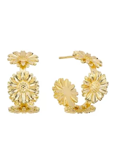 Sunflower Gold Plated Hoop Earrings