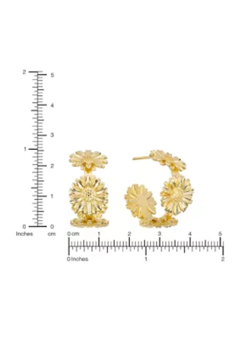  Sunflower Gold Plated Hoop Earrings