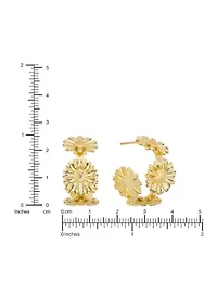  Sunflower Gold Plated Hoop Earrings