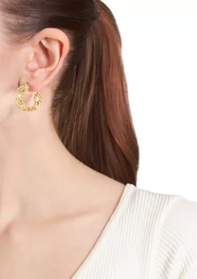  Sunflower Gold Plated Hoop Earrings