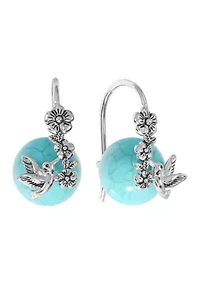  Howlite Turquoise Ball Hummingbird Earrings