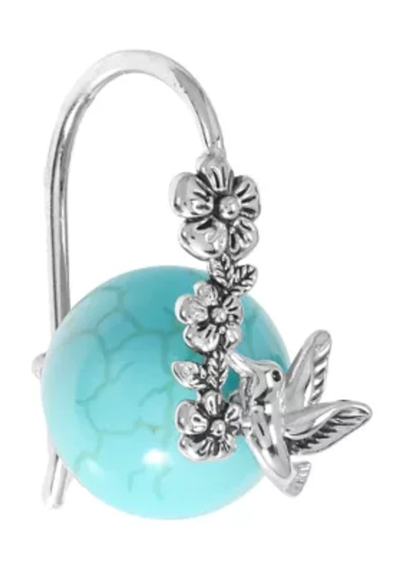  Howlite Turquoise Ball Hummingbird Earrings