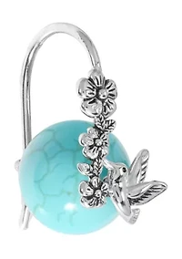  Howlite Turquoise Ball Hummingbird Earrings