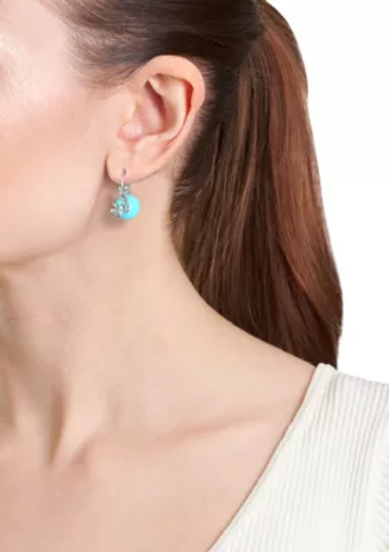  Howlite Turquoise Ball Hummingbird Earrings