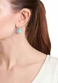  Howlite Turquoise Ball Hummingbird Earrings