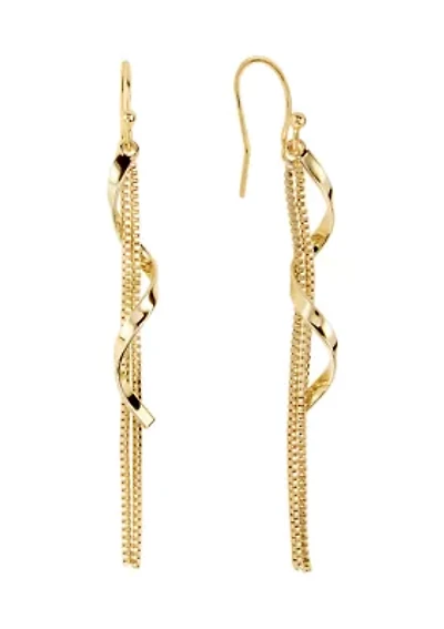 Gold Plated  Swirl Chain  Earrings