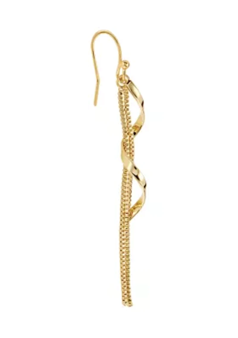 Gold Plated  Swirl Chain  Earrings