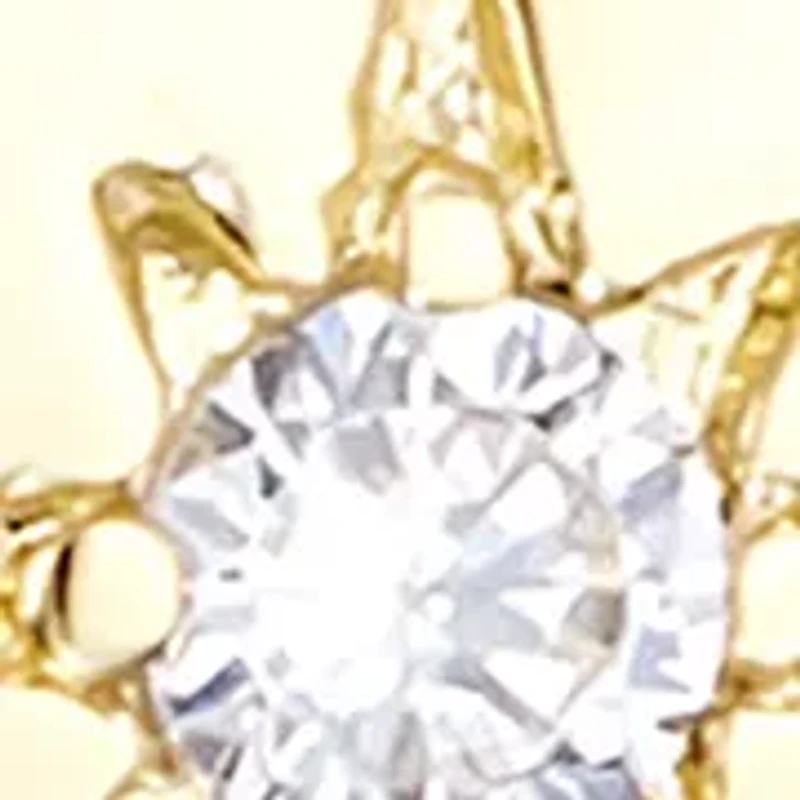  Starburst Heart Gold Plated Cubic Zirconia Earrings