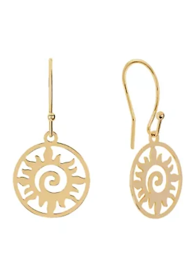 Gold Plated Laser Cut Sun Drop Earrings